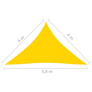 Vela parasole triangolare in tessuto Oxford 4 x 4 x 58 m gialla 02_0009878