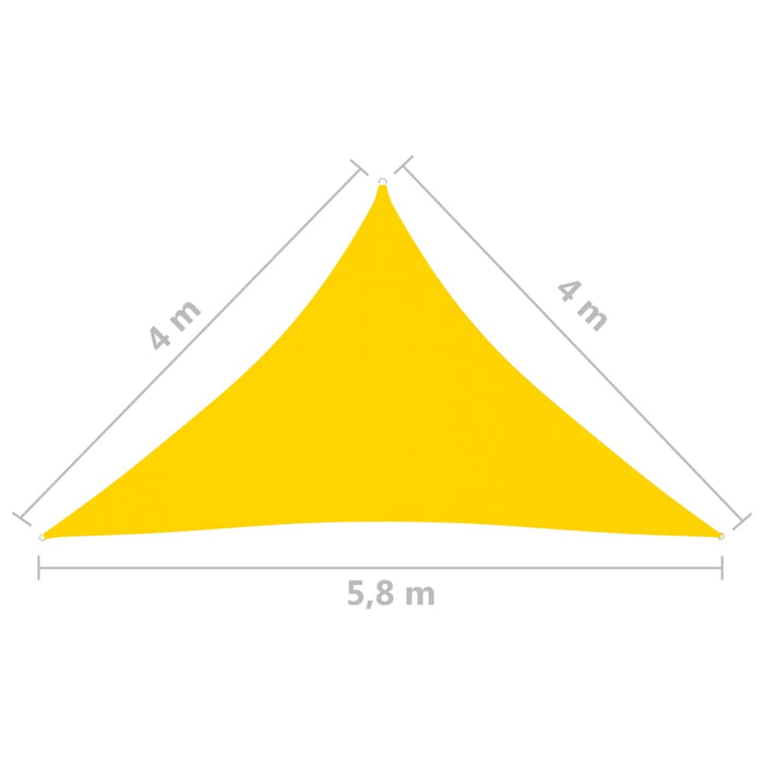 Vela parasole triangolare in tessuto Oxford 4 x 4 x 58 m gialla 02_0009878