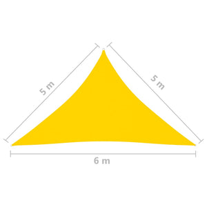 Vela ombreggiante triangolare in tessuto Oxford 5 x 5 x 6 m gialla 02_0009916