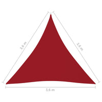 Vela parasole triangolare in tessuto Oxford 36 x 36 x 36 m rossa 02_0009818