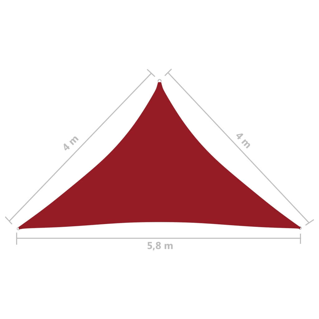 Vela parasole triangolare in tessuto Oxford 4 x 4 x 58 m rossa 02_0009882
