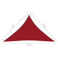 Vela parasole triangolare in tessuto Oxford 4 x 4 x 58 m rossa 02_0009882