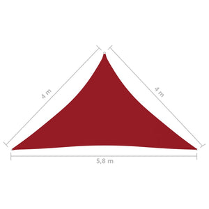 Vela parasole triangolare in tessuto Oxford 4 x 4 x 58 m rossa 02_0009882