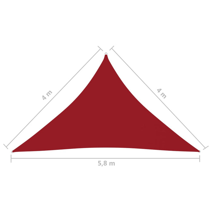 Vela parasole triangolare in tessuto Oxford 4 x 4 x 58 m rossa 02_0009882