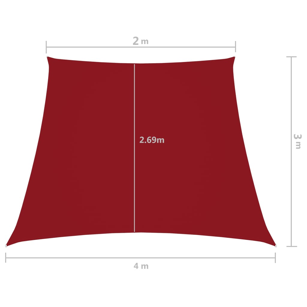 Parasole a Vela in Tela Oxford a Trapezio 2/4x3 m Rosso 135681
