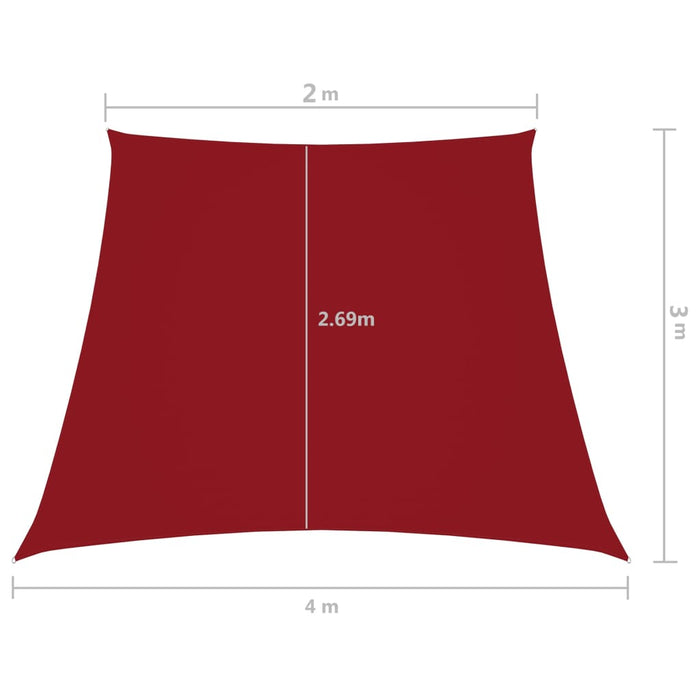 Parasole a Vela in Tela Oxford a Trapezio 2/4x3 m Rosso 135681