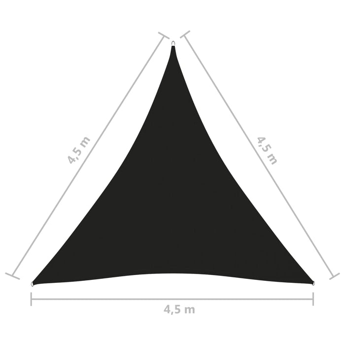 Vela parasole in tessuto triangolare tessuto Oxford 4,5 x 4,5 x 4,5 m nero 02_0009858