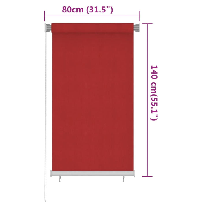 Tenda a Rullo per Esterni 80x140 cm Rossa HDPE 312888