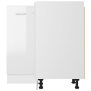 Mobile Angolare Bianco Lucido 75,5x75,5x81,5 cm Multistrato 802494