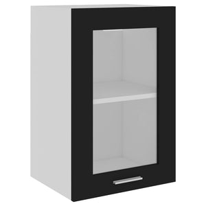 Mobile Pensile con Vetro Nero 40x31x60 cm in Legno Multistrato 802506