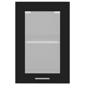Mobile Pensile con Vetro Nero 40x31x60 cm in Legno Multistrato 802506