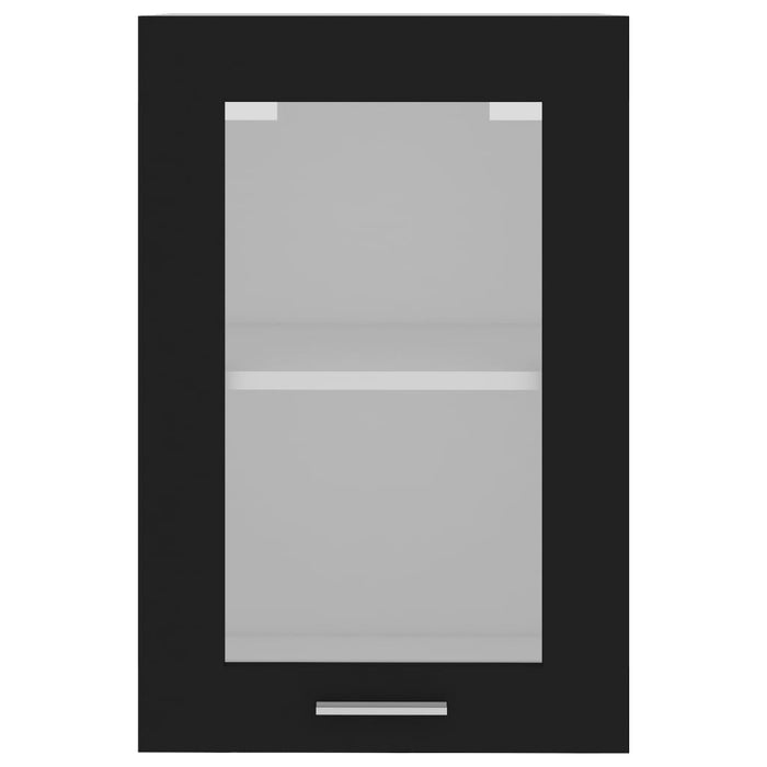 Mobile Pensile con Vetro Nero 40x31x60 cm in Legno Multistrato 802506