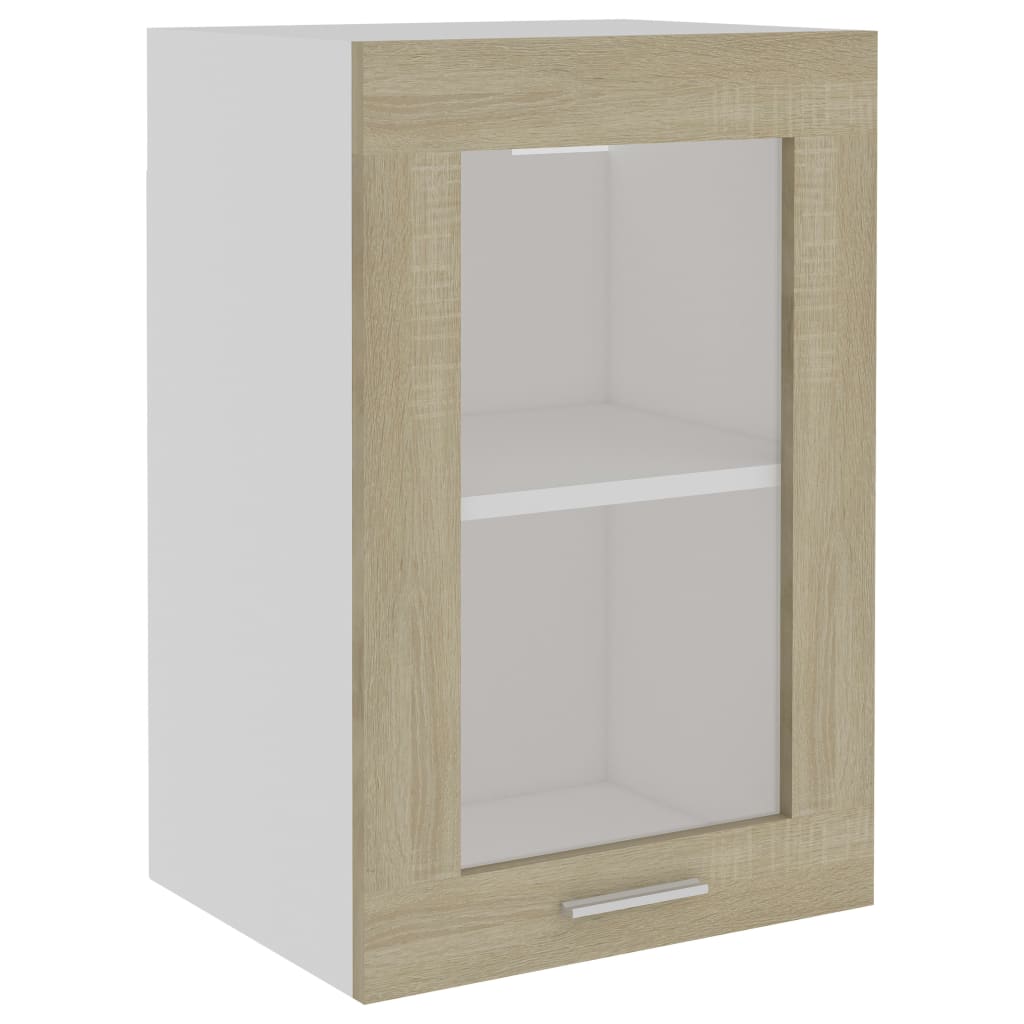 Mobile Pensile con Vetro Rovere Sonoma 40x31x60 cm Multistrato 802508