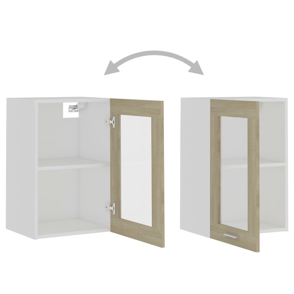 Mobile Pensile con Vetro Rovere Sonoma 40x31x60 cm Multistrato 802508