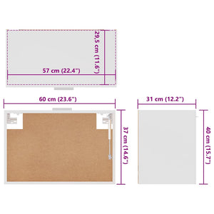 Mobile Pensile “Lyon” Bianco 60x31x40 cm in Legno Multistrato 802513