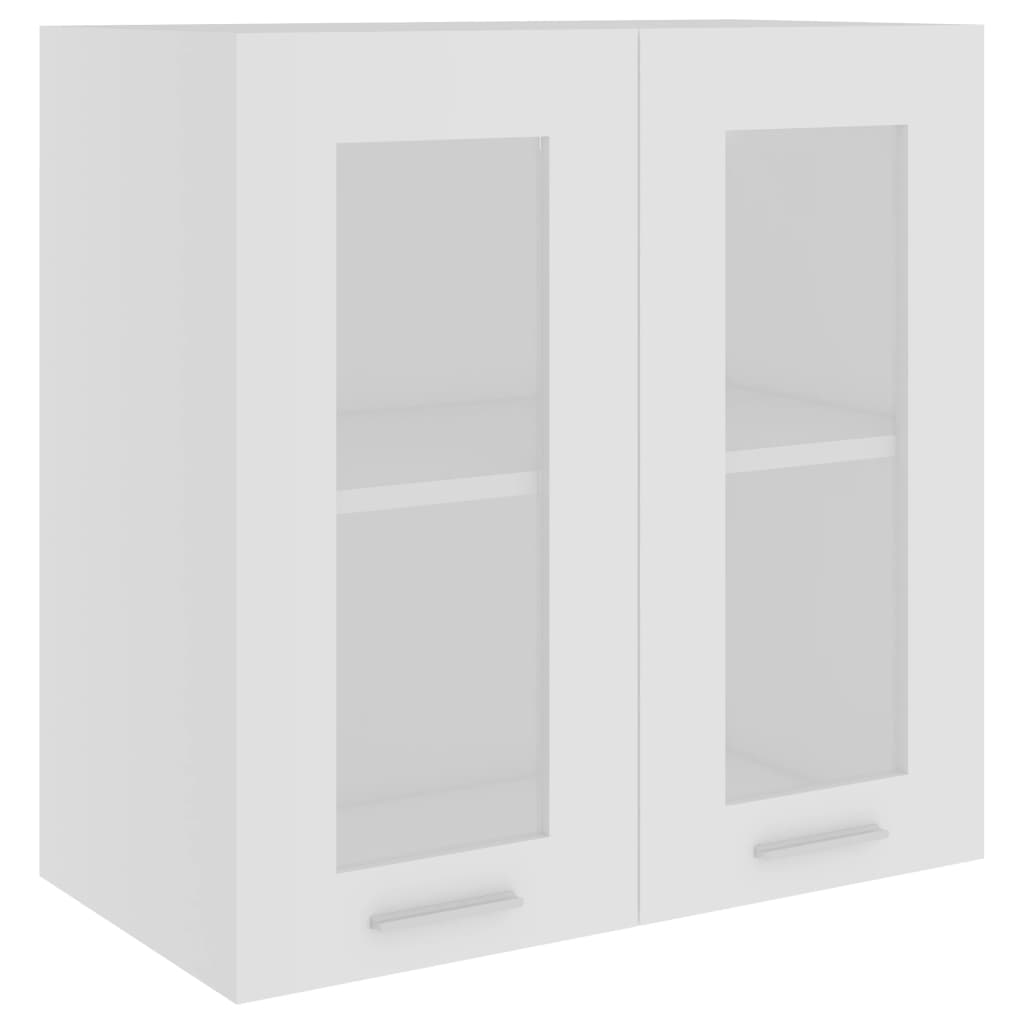 Mobile Pensile con Vetro Bianco 60x31x60 cm Legno Multistrato 802521