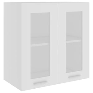 Mobile Pensile con Vetro Bianco 60x31x60 cm Legno Multistrato 802521