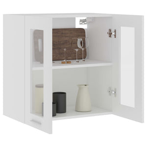 Mobile Pensile con Vetro Bianco 60x31x60 cm Legno Multistrato 802521