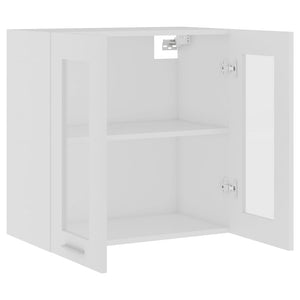 Mobile Pensile con Vetro Bianco 60x31x60 cm Legno Multistrato 802521