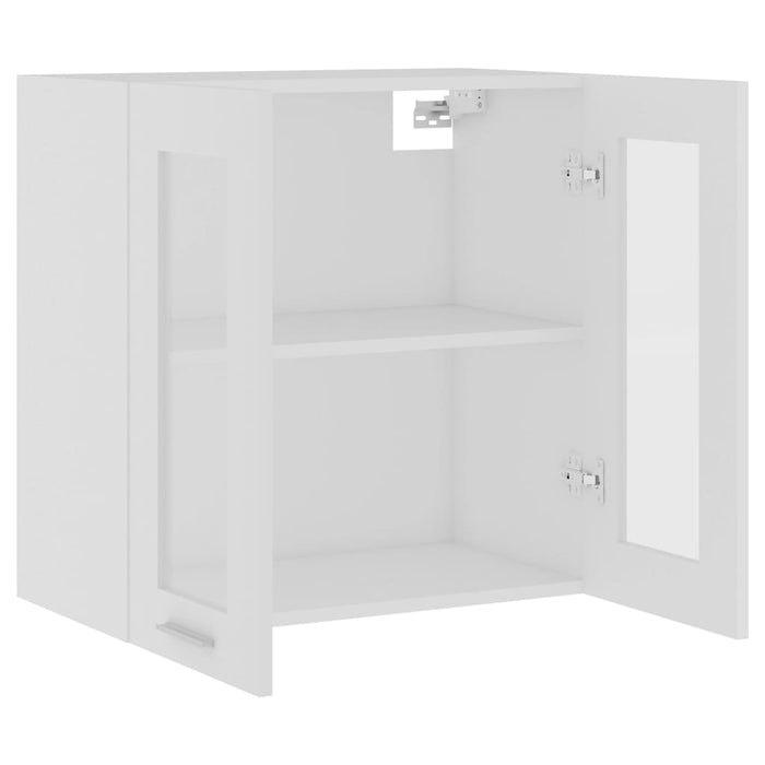 Mobile Pensile con Vetro Bianco 60x31x60 cm Legno Multistrato 802521