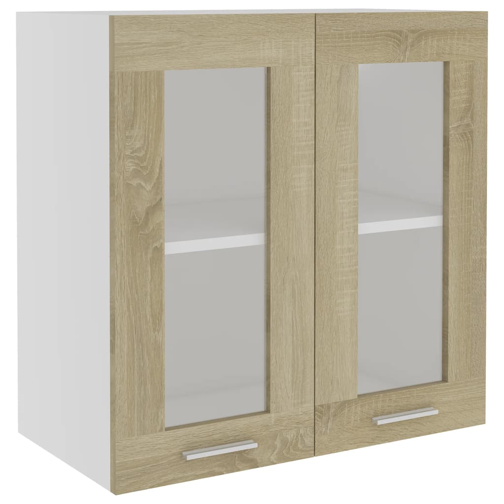 Mobile Pensile con Vetro Rovere Sonoma 60x31x60 cm Multistrato 802524