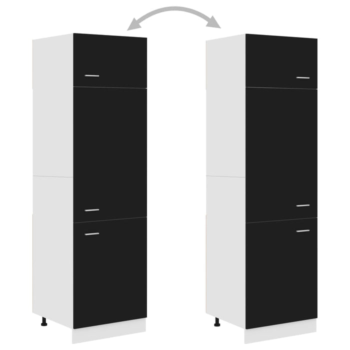 Armadio per Frigo Nero 60x57x207 cm in Legno Multistrato 802539