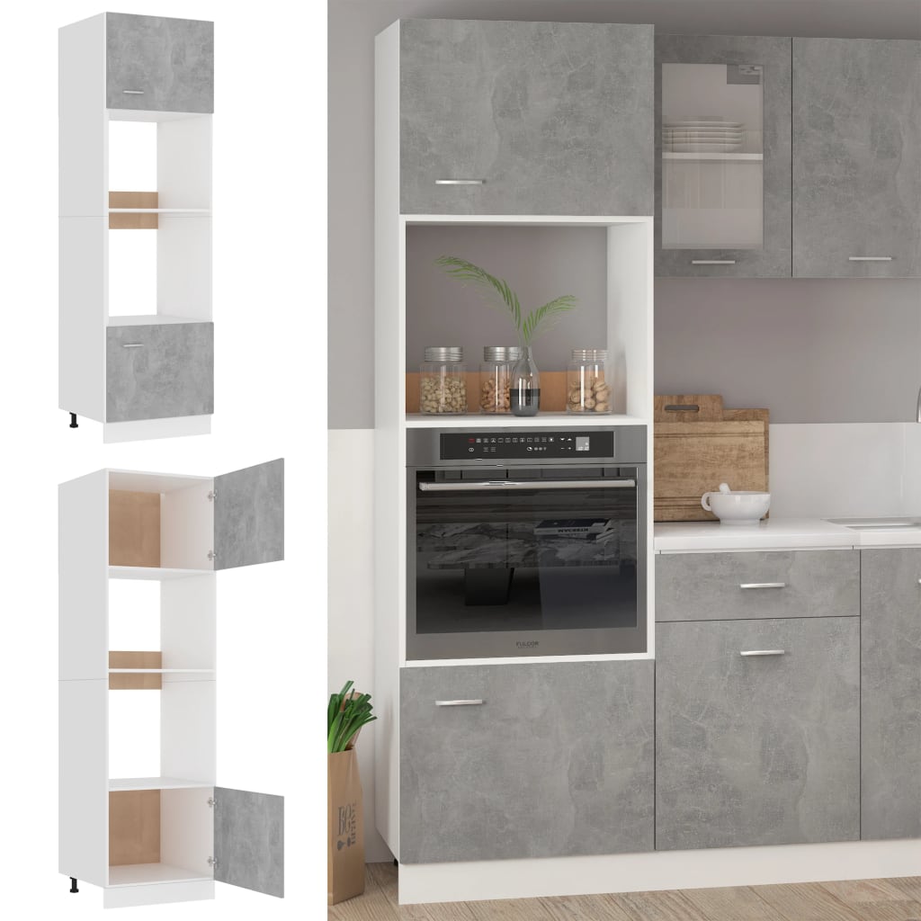 Mobile per Microonde Grigio Cemento 60x57x207 cm Multistrato 802550