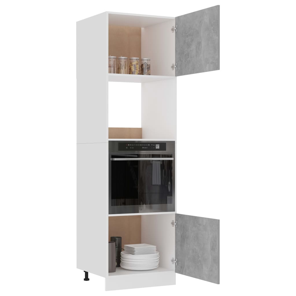 Mobile per Microonde Grigio Cemento 60x57x207 cm Multistrato 802550