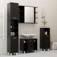 Mobile da Bagno Nero 30x30x95 cm in Legno Multistrato 802616