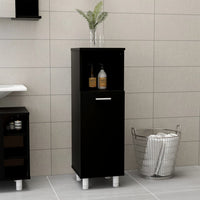 Mobile da Bagno Nero 30x30x95 cm in Legno Multistrato 802616