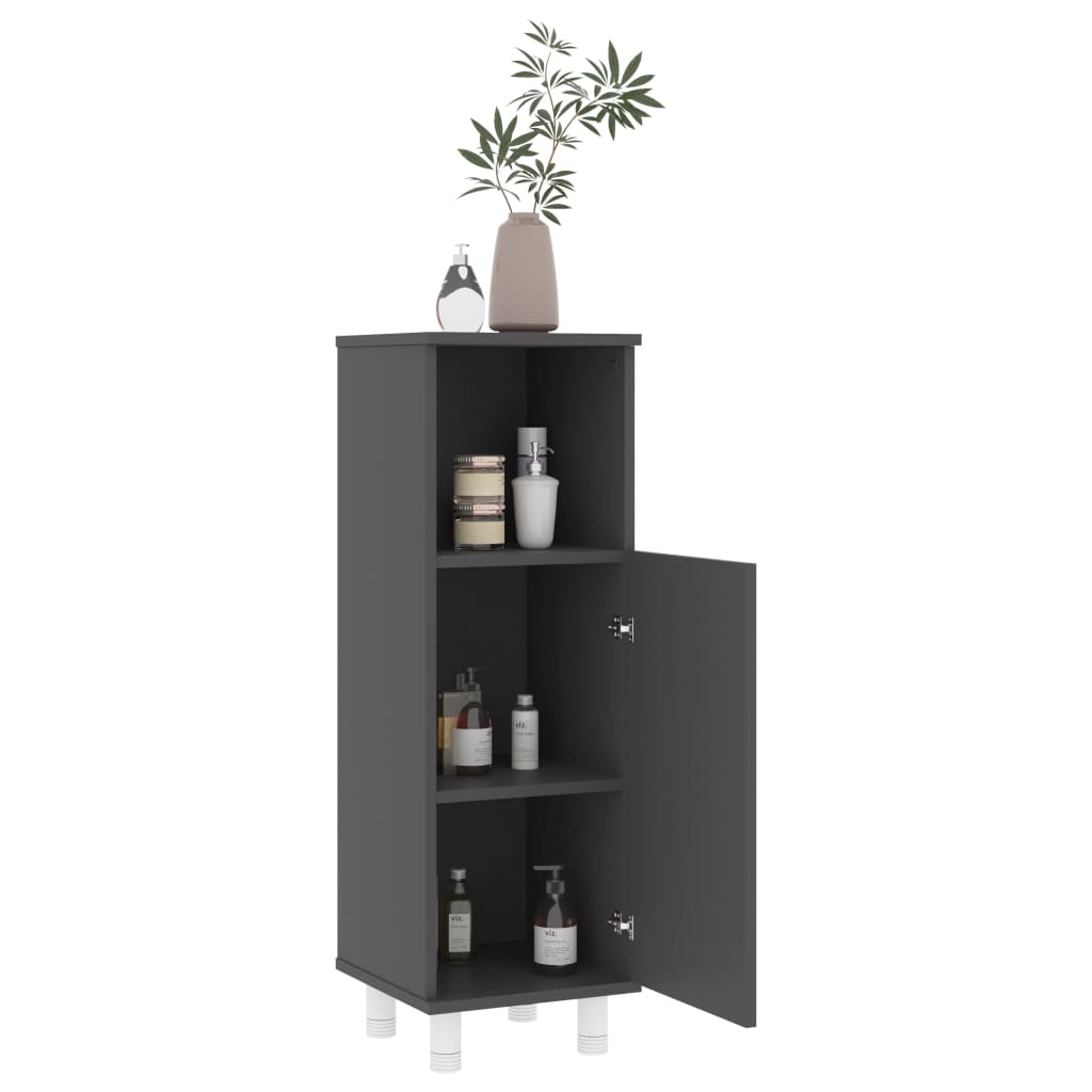 Mobile da Bagno Grigio 30x30x95 cm in Legno Multistrato 802617