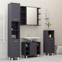 Mobile da Bagno Grigio 30x30x95 cm in Legno Multistrato 802617