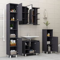 Mobile da Bagno Grigio 30x30x95 cm in Legno Multistrato 802617