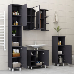 Mobile da Bagno Grigio 30x30x95 cm in Legno Multistrato 802617
