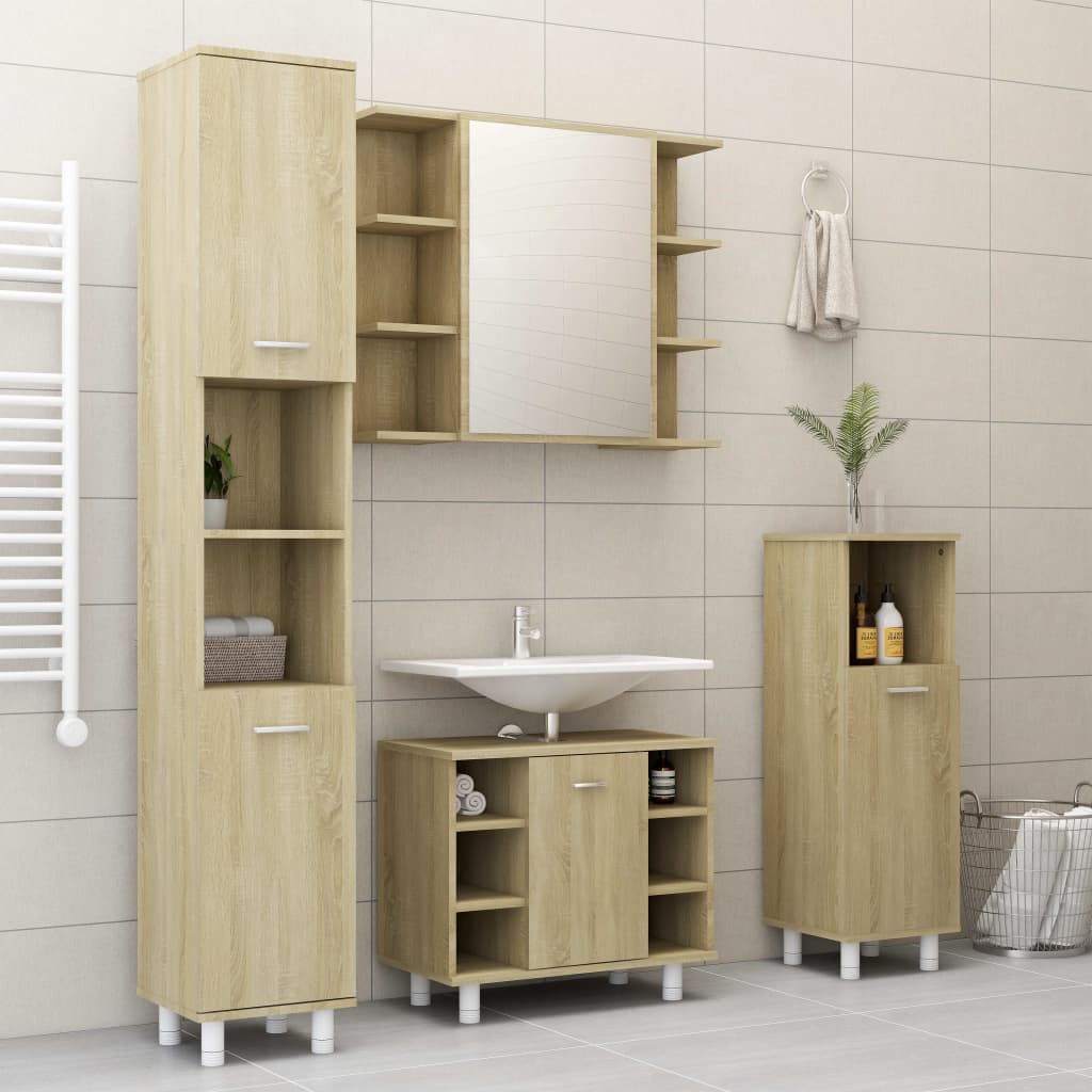 Armadio da Bagno Rovere Sonoma 30x30x95 cm in Truciolato cod mxl 23991