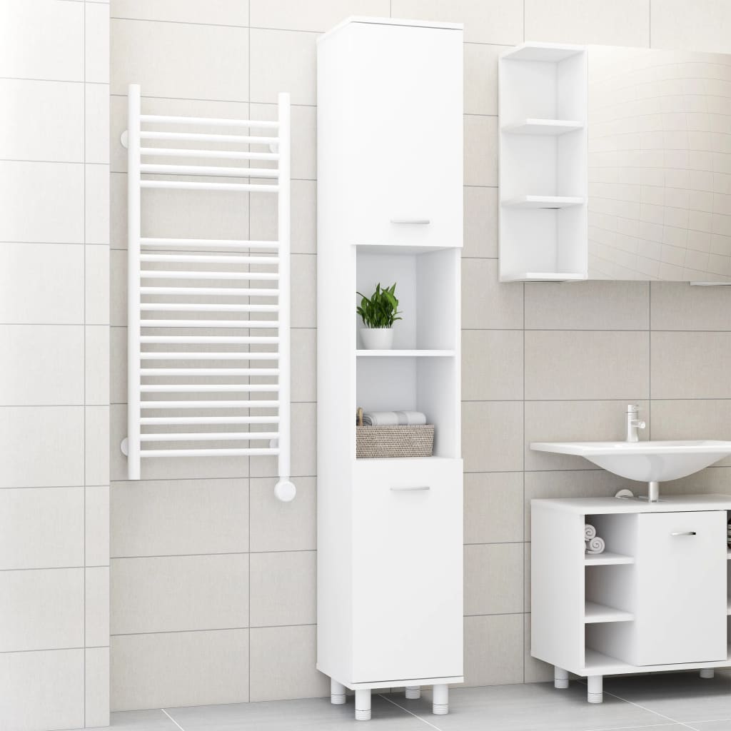 Mobile da Bagno Bianco 30x30x179 cm in Legno Multistrato 802624