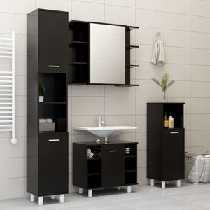 Armadio da Bagno Nero 30x30x179 cm in Truciolato