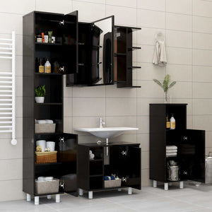 Armadio da Bagno Nero 30x30x179 cm in Truciolato