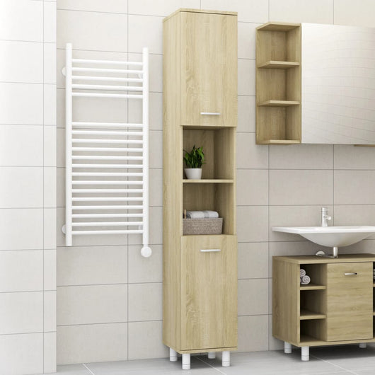 Mobile da Bagno Rovere Sonoma 30x30x179 cm in Legno Multistrato 802627