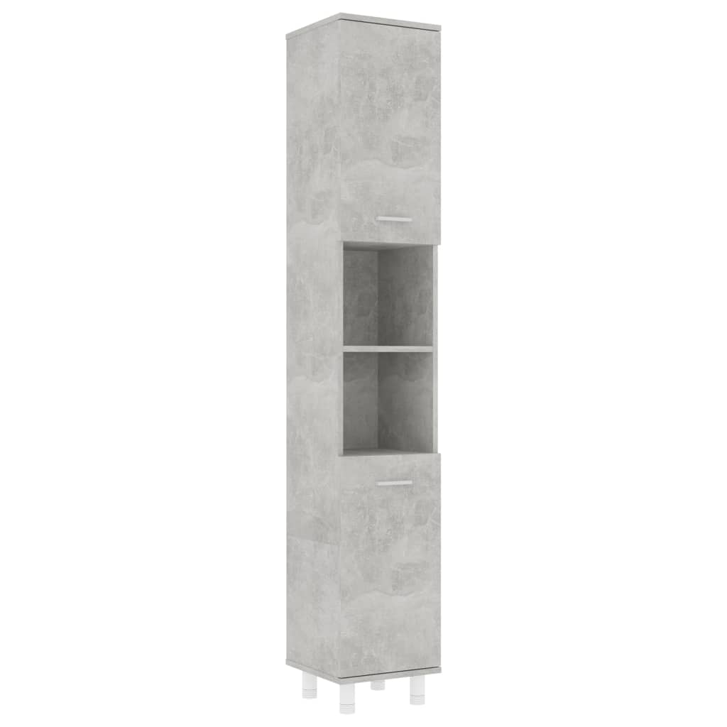 Mobile da Bagno Grigio Cemento 30x30x179 cm Legno Multistrato 802628