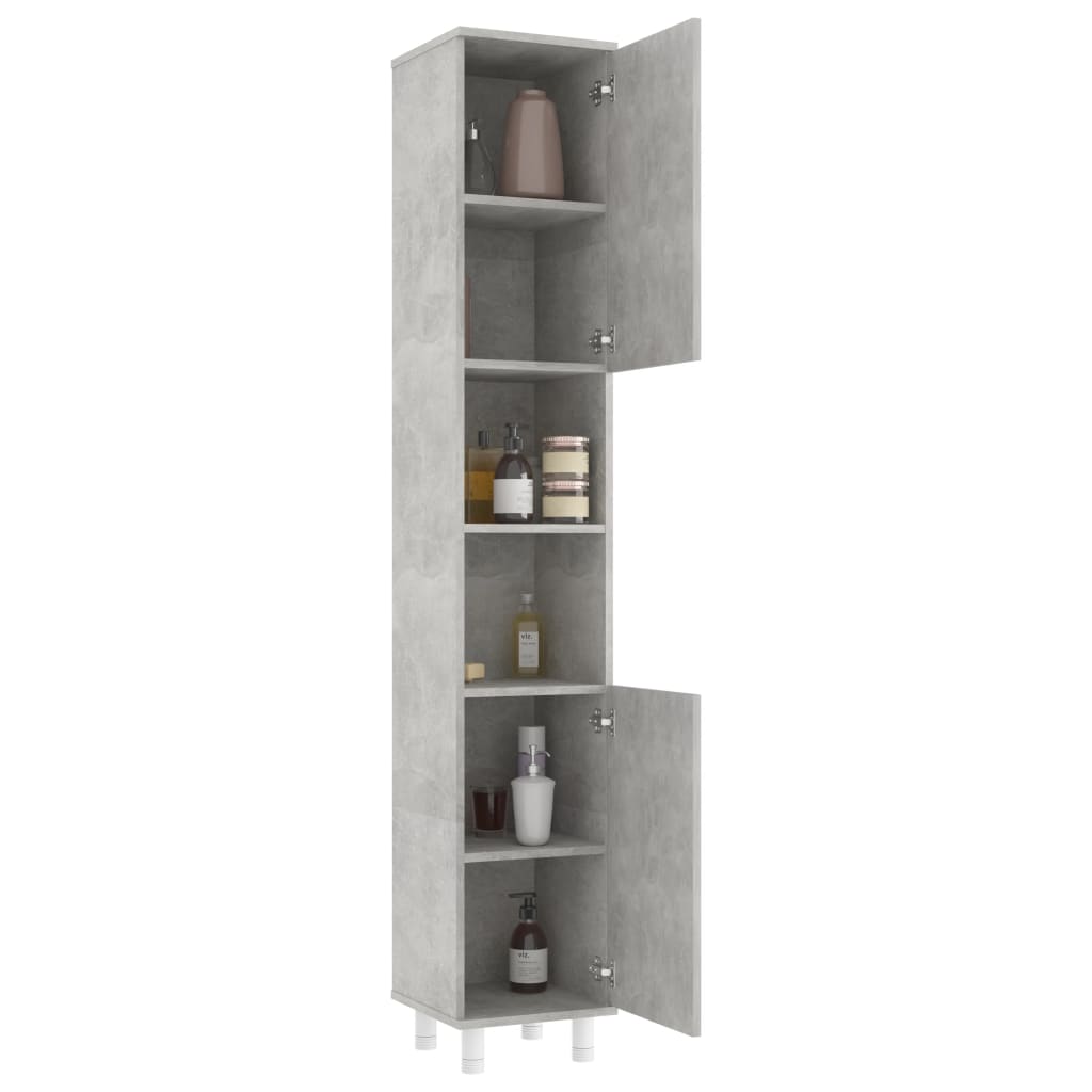 Mobile da Bagno Grigio Cemento 30x30x179 cm Legno Multistrato 802628