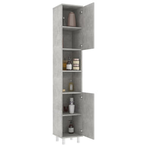 Mobile da Bagno Grigio Cemento 30x30x179 cm Legno Multistrato 802628