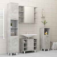 Mobile da Bagno Grigio Cemento 30x30x179 cm Legno Multistrato 802628