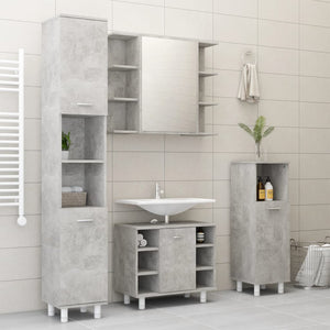 Mobile da Bagno Grigio Cemento 30x30x179 cm Legno Multistrato 802628