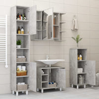 Mobile da Bagno Grigio Cemento 30x30x179 cm Legno Multistrato 802628