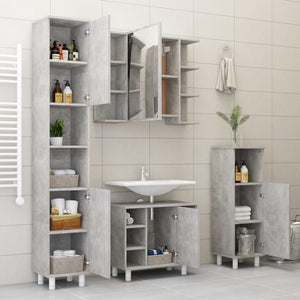 Mobile da Bagno Grigio Cemento 30x30x179 cm Legno Multistrato 802628