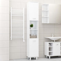 Mobile da Bagno Bianco Lucido 30x30x179 cm in Legno Multistrato 802630