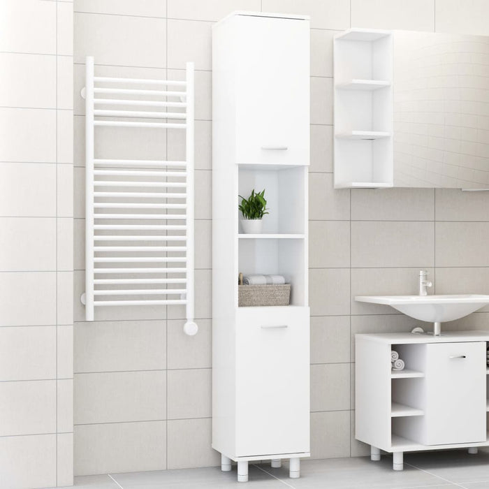 Mobile da Bagno Bianco Lucido 30x30x179 cm in Legno Multistrato 802630