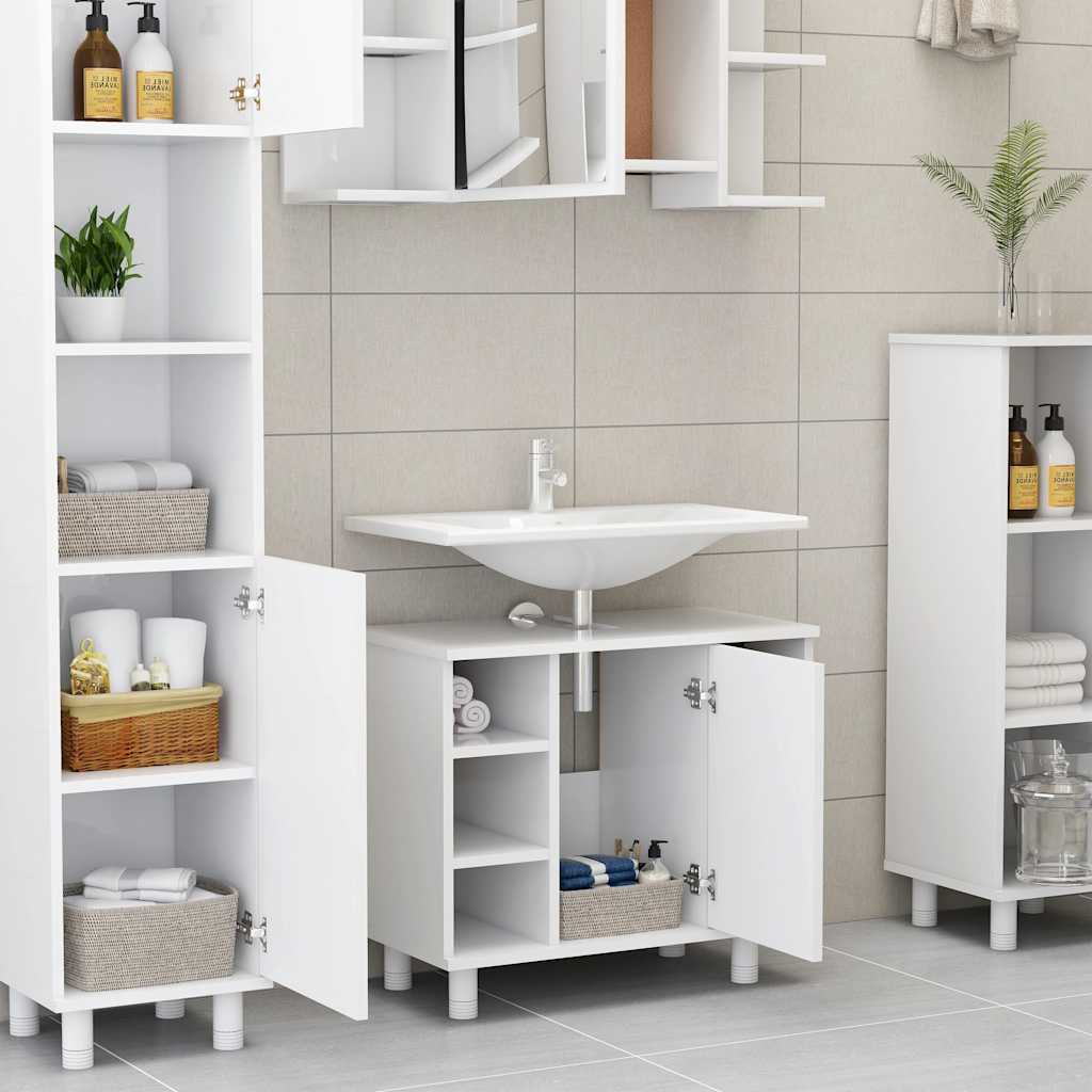 Armadio da Bagno Bianco 60x32x53,5 cm in Truciolato cod mxl 12297
