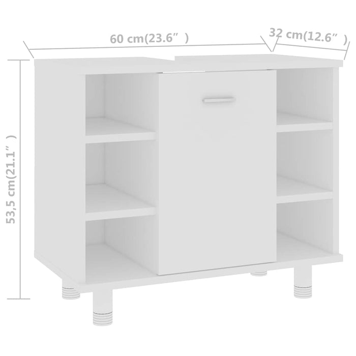 Mobile da Bagno Bianco 60x32x53,5 cm in Legno Multistrato 802633